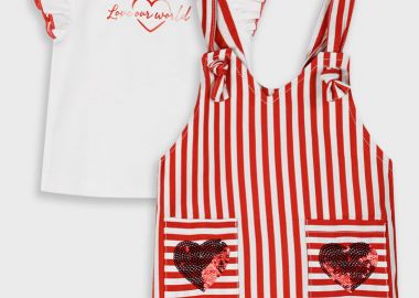 Σετ μπλούζα με φόρεμα για βρεφικό κορίτσι (6 - 24 μηνών) | ΚΟΚΚΙΝΟ - Energiers - 